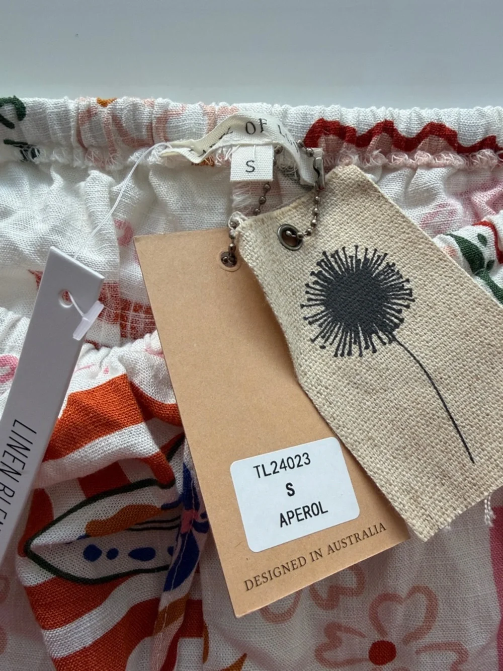 Label Of Love Anthropologie Aperol print novelty Wide Leg Linen Blend Pants S - Picture 3 of 5